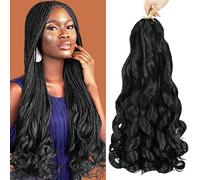 WIPPORYA French Curly Braiding Hair 24 Inch 6 Packs Black Loose Wave Bouncy Crochet Hair Pre Stretched 100g/pack Yaki Curly Braiding Hair for Black Women Hair Extensions (1B)