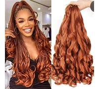 WIPPORYA Ginger French Curl Braiding Hair 24 Inch Soft Ginger Braiding Hair Pre Stretched Loose Wave Bouncy 350 Braiding Hair 100g/pack Yaki Crochet Hair for Black Women Hair Extensions for Braids