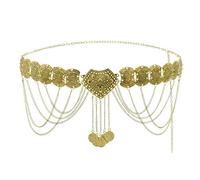 WIPPWER Ethnic Vintage Metal Belly Chains for Women Dancing Dress Belt Waist Chain Coin Long Tassel