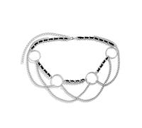 WIPPWER High Waisted Chain Bikini, Waist Body Chains for Women Simple Cross Chain Tassel Belly Chains for Women Sexy Belts(Silver)
