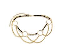 WIPPWER High Waisted Chain Bikini, Waist Body Chains for Women Simple Cross Chain Tassel Belly Chains for Women Sexy Belts(Gold)