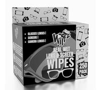 WiPPZ® Lens & Screens Wipes - Pack Individually Wrapped Biodegradable, Eco-Friendly, Cleaning for Glasses, Sunglasses, Laptop Screens and Camera Lense (250 Wipes Count)