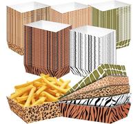 WIQEDOHA 50Pcs Jungle Safari Wild Animal Party Supplies Disposable jungle zoo animal Print Paper food tray for Birthday Party, Baby Shower and jungle safari theme party decorations