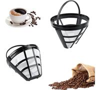 Wiqrht 2 Pcs Coffee Filter Universal,Permanent Coffee Filters Reusable Permanent Coffee Filter with Handle,Washable Coffee Filter, Coffee Filter, Mesh Basket for Most Coffee Machine, MY-UK-XP-093