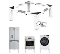 WIQUYBML Adjustable Washing Machine Stand Steel 30.5cm Height Universal Washer & Dryer Base Width 48.373.7cm White Sturdy Laundry Rack Space-Saving Design