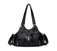 WIQUYBML Bag Insert Organizer for Tote Women Handbag Large Capacity Plaid Contrast Color Middle One Shoulder Messenger (Black, 1)