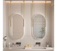 WIQUYBML Bathroom Hanging Rod Mirror - Ceiling Mounted Mirror, Decorative Simple Clear and Practical Vanity Mirrors Boom can be Customized, HD for Bedrooms Washroom, Gold (Size : 50x7