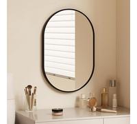 WIQUYBML Black Oval Mirror, 50x80cm Metal Frame Bathroom Stylish Decor for Living Room & Bedroom, Gold Silver Options Available, Modern Home Accent