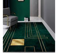 WIQUYBML Contemporary Rectangle Rugs Design Non-Slip Home Decoration Fine Carpet Dark Green Gold Lines For Living Room Bedroom Bedside Coffee Table Sofa Easy To Clean 140 x 200 cm (120 x 1