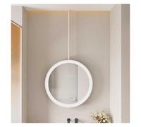 WIQUYBML Customizable 40cm Round Oval Wall-Mounted Illuminated Mirror with Touch Button - Elegant Ceiling Hanging Design for Modern Bathrooms and Living Spaces