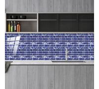 WIQUYBML Exquisite Stick on Tiles Blue White Bricks Oil Proof Tile Stickers Bathroom Kitchen Self Adhesive Vinyl Waterproof Transfers Removable Wall 27x27cm/40 Pcs