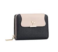 WIQUYBML Fashion Women ID Short Wallet Solid Color Bag Zipper Purse Multiple Card Slots Clutch and Set for (Black, One Size)