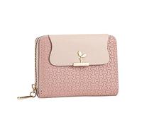 WIQUYBML Fashion Women ID Short Wallet Solid Color Bag Zipper Purse Multiple Card Slots Clutch and Set for (Red, One Size)