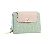 WIQUYBML Fashion Women ID Short Wallet Solid Color Bag Zipper Purse Multiple Card Slots Clutch and Set for (Green, One Size)