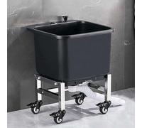 WIQUYBML Floor Mop Sink Utility Tub on Wheels, Deep Basin Laundry Station for Commercial and Backyard Use, Removable Free Standing Washing Solution