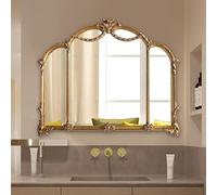 WIQUYBML Golden Arched Baroque Mirror with Metal Frame - Vintage Retro Wall Decor, Elegant Home Accent (100x120cm) Perfect for Living Room, Bedroom, Entryway