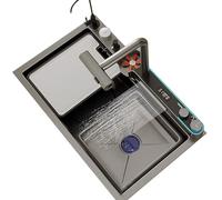 WIQUYBML Gray Kiten 304 Stainless Steel Waterfall Faucet with Cup Washer Large Single Bowl Accessories Included (Size : 75X45X22CM) (One Color