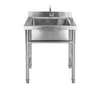 WIQUYBML Handmade Sink Free Standing Kitchen 304 Stainless Steel Hand Made 1 Compartment for Farmhouse Cafe Shop Hospital