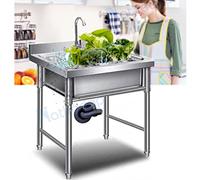 WIQUYBML Handmade Sink Non-Magnetic 304 Stainless Steel Kitchen Hand Made 1 Compartment Capacity Huge Tub for Farmhouse Cafe Shop Hospital