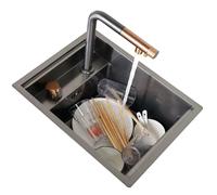 WIQUYBML Hidden Bar Kitchen Sink with Cover Stainless Steel Mini for Countertop, RV, and Small Spaces Concealed Drop-in Vegetable Washing Basin(35 * 45 23cm)