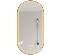 WIQUYBML Illuminate Your Beauty: Oval Smart Wall-Mounted Makeup Mirror with Anti-Fog, Dimmable Touch Screen, 3 Color Modes, Elegant Gold Finish (60x90cm)