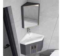 WIQUYBML Kitchen Sink Corner Bathroom Vanity Cabinet and, Bathroom Vanity with and Mirror Cabinet, Wall Bathroom Cabinet, for Small Space Wall Mounted Floating Cabinet(Grå,38cm/15)