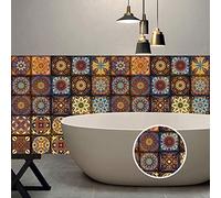 WIQUYBML Kitchen Tile Stickers 10cm x 50cm Moroccan Style Stick on Tiles for Bathroom Wall Backsplash Self-Adhesive Vinyl Home Decoration （1 Pieces）