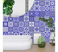 WIQUYBML Kitchen Tile Stickers 20x10cm Navy Stick on Tiles for Bathroom Wall Backsplash Self-Adhesive Vinyl Home Decoration （1 Pieces）