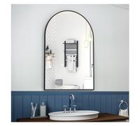 WIQUYBML Modern Arched Bathroom Mirror - 50x80cm Gold Thin Frame, Rounded Corners, Stylish Wall Decor for Elegant Bathrooms Aluminum Alloy Design, Contemporary Home Accent