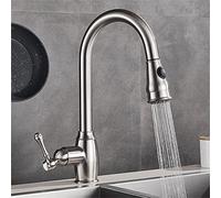 WIQUYBML Oil Rubbed Bronze Kitchen Faucet with 360° Rotation Single Handle Pull Out Mixer Tap 2 Way Sprayer Hot & Cold Water Modern Sink Fixture