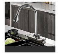 WIQUYBML Pull Out Kitchen Faucet with Digital Display 3 Waterfall Modes All Copper Construction Single Hole Basin Sink Mixer for Modern Kitchens