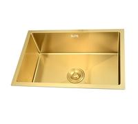 WIQUYBML Small Gold Bar Sink, Undermount Kitchen Mini RV Stainless Steel Prep Square Utility Single Bowl Workstation Sink With Drain & Sewer Pipe (Size : 60x40x21cm)