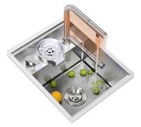 WIQUYBML Stainless Steel Concealed Sink with Cup Washer Single Bowl Pull-Out Faucet Suitable for Bar Counters, Kitchens, and RVs