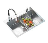 WIQUYBML Stainless Steel Sink, Undermount Kitchen Single Bowl Workstation Drop in Handmade Farmhouse with Basket Strainer and Drain Assembly