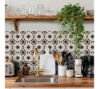 WIQUYBML Stick on TilesBrown Beige Geometry Self Adhesive Transfer Sticker for Bathroom Kitchen, Peel and Wall Tiles PVC Decoration 10 PC(10X10cm)