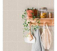 WIQUYBML Tile Stickers Beige Stripe Waterproof Stick On Tiles,Floor Tiles Self Adhesive for Kitchen, Peel and Wall PVC Tiles,Bathroom 10 PC(15x15cm)