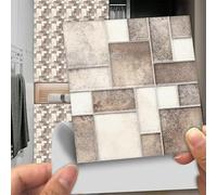 WIQUYBML Tile Stickers Brown Matte Mosaic Stick On Tiles,Self Adhesive Wall Tiles for Kitchen Bathroom,Vinyl Peel and Tiles,Stick Waterproof Oilproof 10 PC(30x30cm)
