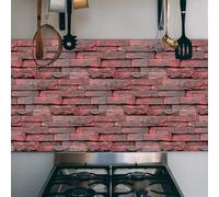 WIQUYBML Tile Stickers Elegant Red Bricks Stick on Tiles PVC Self Adhesive Wall Durable Peel and Floor Water Proof for Kitchen Bathroom 15x30cm/12 Pcs