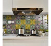 WIQUYBML Tile Stickers Purple Mustard Yellow Bathroom PVC Stick on Tiles Self Adhesive Kitchen Wall Peel and Floor 20x20cm/10 pcs