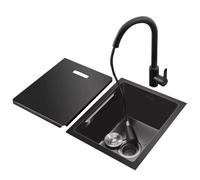WIQUYBML Undermount Stainless Steel Single Bowl Kitchen Sink - Compact Concealed with Cover Pull-Out Faucet for Bar Prep Laundry RV Small Space(38 * 30 21.5cm)