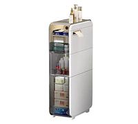 WIQUYBML Vertical Bathroom Floor Cabinet with Clear Drawers & Casters Narrow Plastic Storage for Bath Sink Stackable Unit Toilet Paper Holder Kitchen Laundry