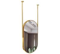 WIQUYBML Wall Mounted Mirrors for Bathroom,Gold Oval Bathroom Mirror,Suspended Mirror with Metal Frame and Ceiling Rods x 2 - Boom can be customizable, Modern Vertical Hotel Hanging (Size