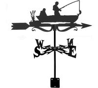 WIQUYBML Weather Vane Alpaca Eagle Fish Horse Farmland Weathervane Wind Direction Indicator Stainless Steel tWeathercock Measuring Tool with Mounting Bracket 35 * 50 CM-Angler