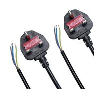 Wirafix 2 Pack 13 Amp Plug UK, Universal 3 Core Electrical Cable with 13A Fused, Compliant with BS-1363 Standard, 1.5 Metre (4.9ft) UK Plug Power Cord Compatible with Various Electrical Equipment