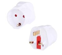 Wirafix 2 Pack European to UK Plug Adaptor, EU to UK Plug Adapter 2 Pin To 3 Pin Plug Adapter, European to UK Plug Adapter, Type C/E/F Europe Germany France Spain to British Adapter Type G, White