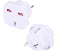 Wirafix 2 Pack UK to European Plug Adapter, UK to Europe Converter Type C/E/F, Grounded Travel Adapter for Spain, France, Italy, Portugal, Germany, Netherlands, Greece, Poland, Turkey and More, White