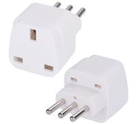 Wirafix 2 Pack UK to Italy Plug Adapter, Italy Adaptor, Grounded Italian Travel Adapter, Travel Adapter for Italy, Chile, Vatican City, Uruguay, Syria, San Marino and More (Type L), White