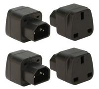 Wirafix C14 to UK Outlet Socket, 4 Pack, IEC 60320 Plug, IEC 320 C14 Male to UK, UK Adapter Plug, C13 Socket Conversion Adapter, Black