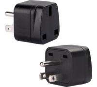Wirafix UK to US Plug Adaptor, 2 Pack Thailand Travel Adapter, Brushed Surface USA Travel Adaptor, Travel Adapter from UK To USA,Thailand, Mexico, Canada, Colombia, Black (Type B)