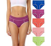 wirarpa Ladies Cotton Pants Underwear Mid Rise Knickers Stretch Briefs for Women Multicoloured 5 Pack M